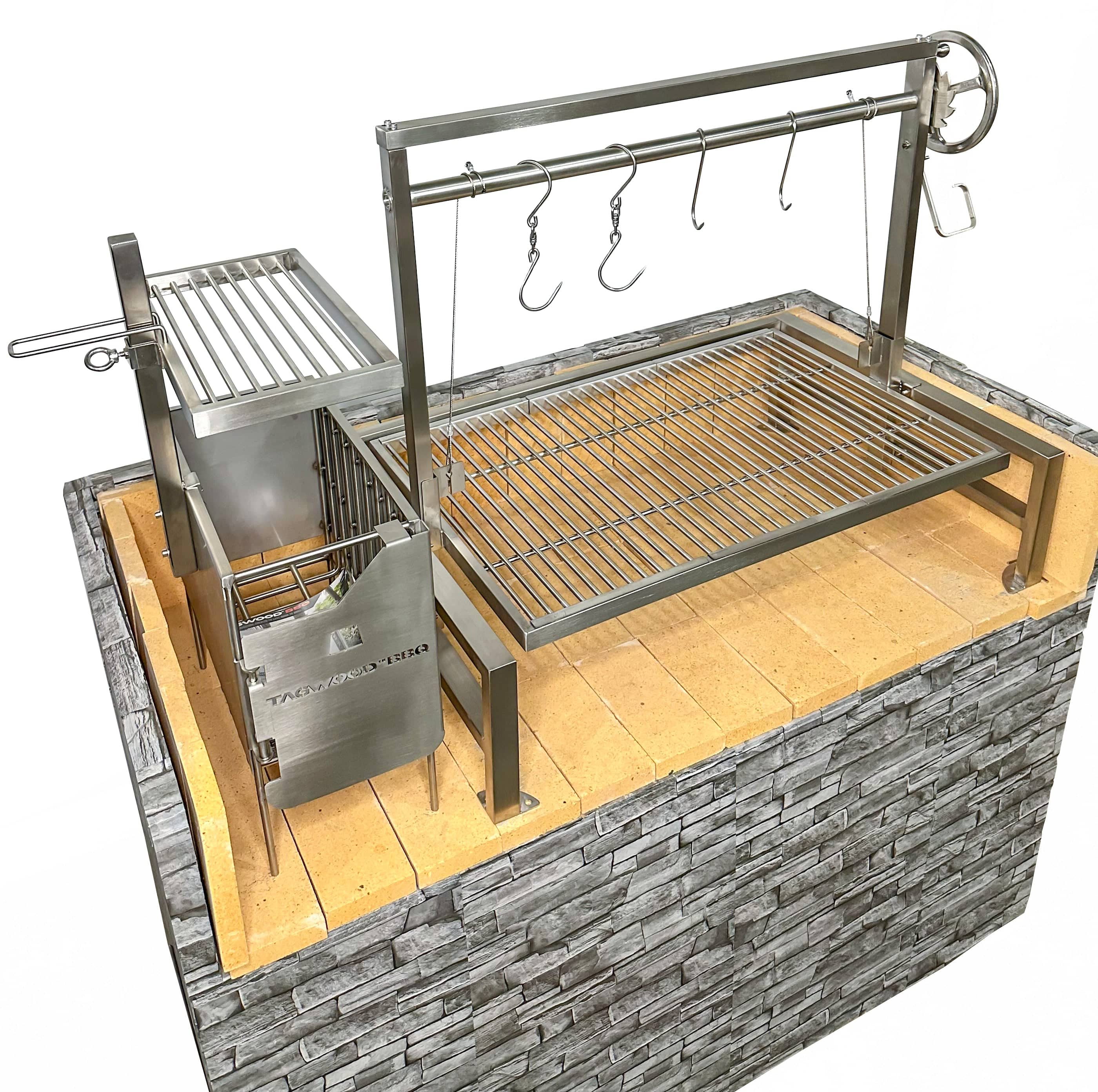 Tagwood BBQ Insert-Style Argentine Santa Maria Wood Fire & Charcoal Gaucho Grill Without Firebricks | BBQ09SS