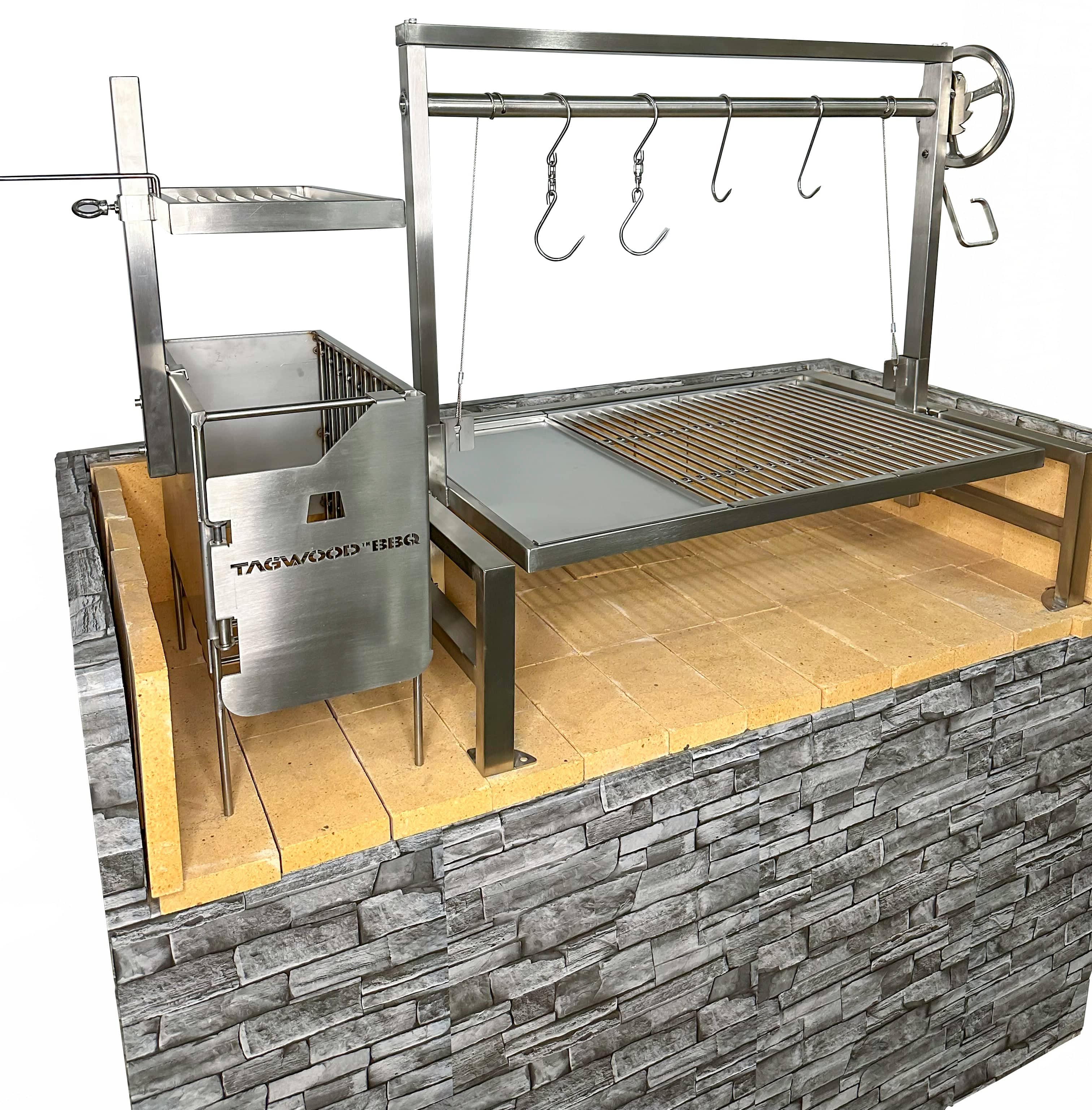 Tagwood BBQ Insert-Style Argentine Santa Maria Wood Fire & Charcoal Gaucho Grill Without Firebricks | BBQ09SS