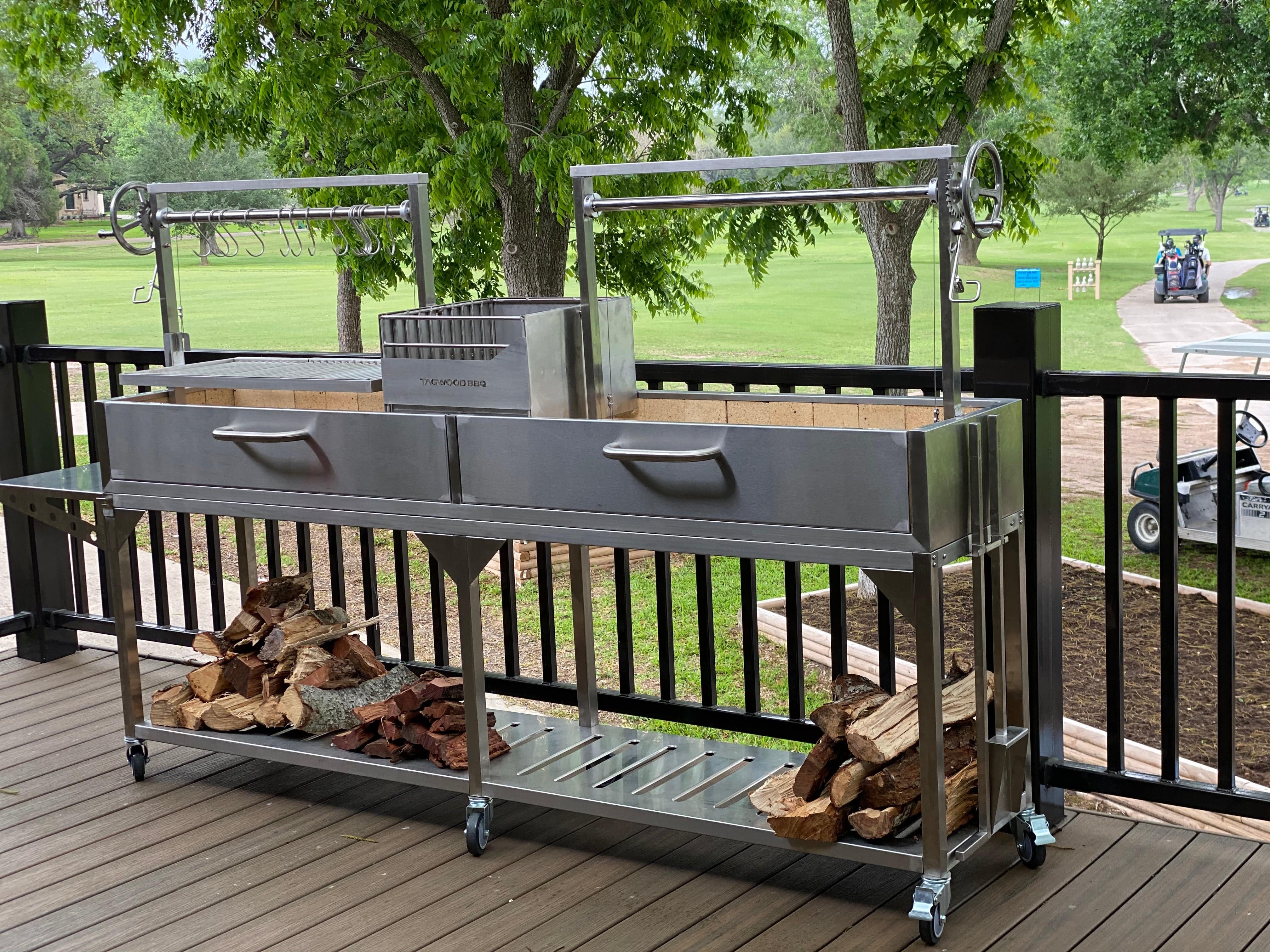 Tagwood BBQ Double Argentine Santa Maria Wood Fire & Charcoal Gaucho Grill | BBQ04SS – Pre-Order