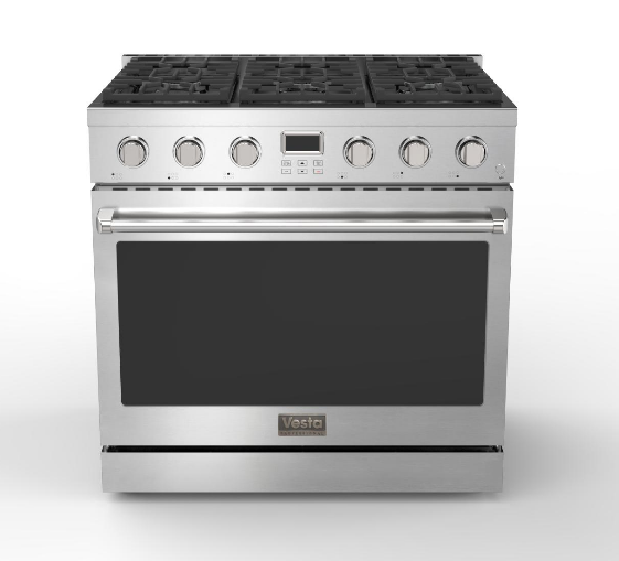 Vesta Alberta 36” Stainless Steel Professional Freestanding Full Gas Range