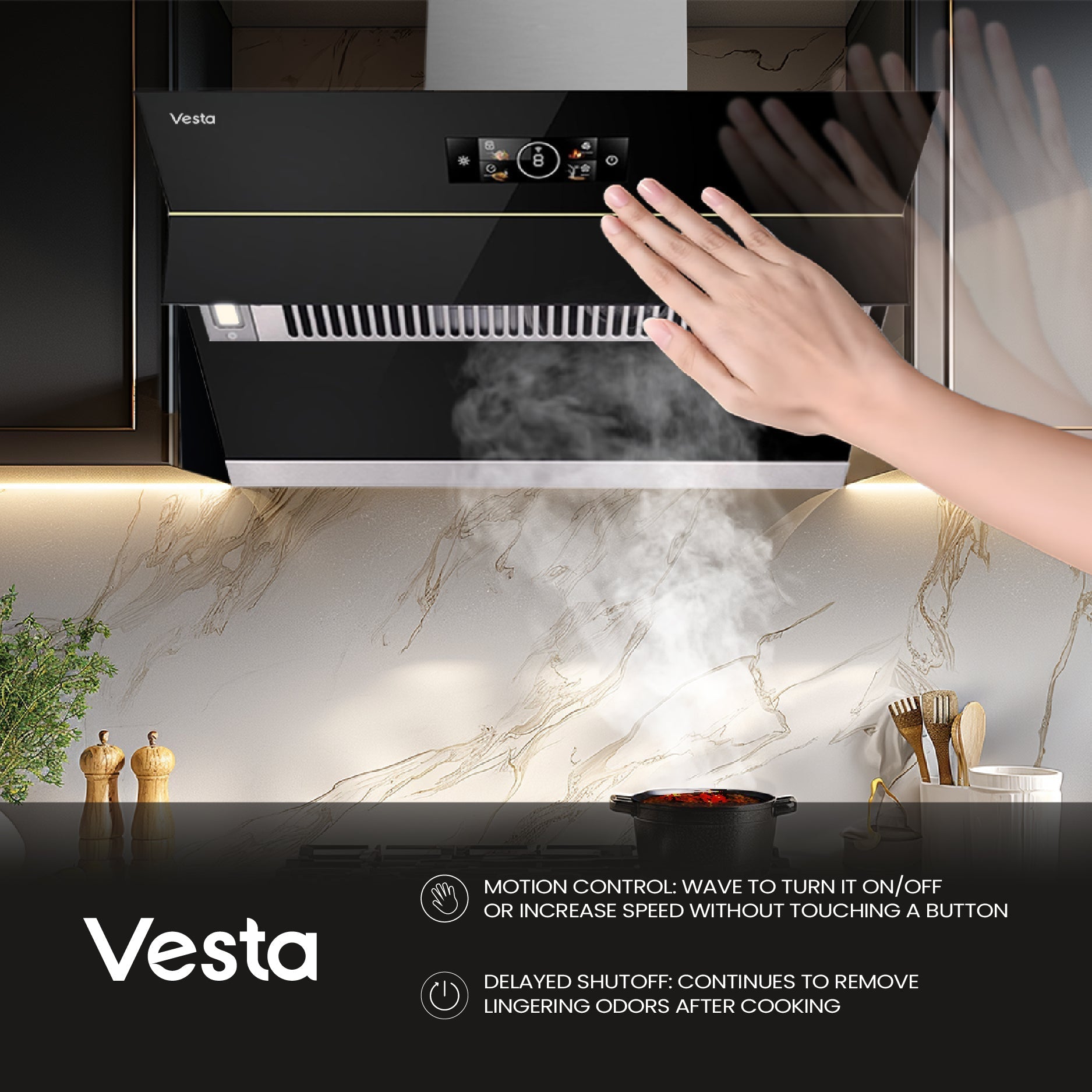Vesta Dover 30โ Stainless Steel Range Hood | 1000 CFM Wall-Mount / Under Cabinet