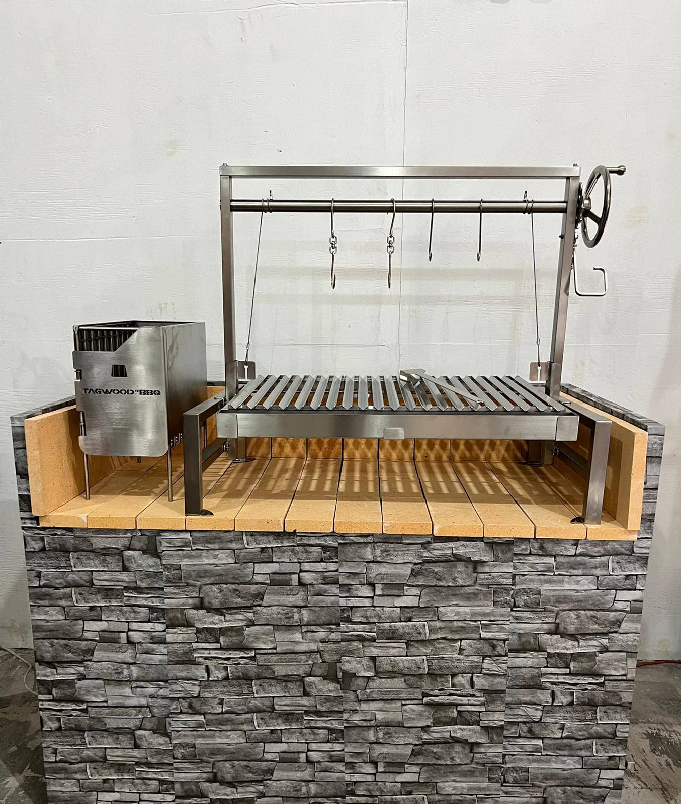 Tagwood BBQ Insert-Style Argentine Santa Maria Wood Fire & Charcoal Gaucho Grill Without Firebricks | BBQ09SS