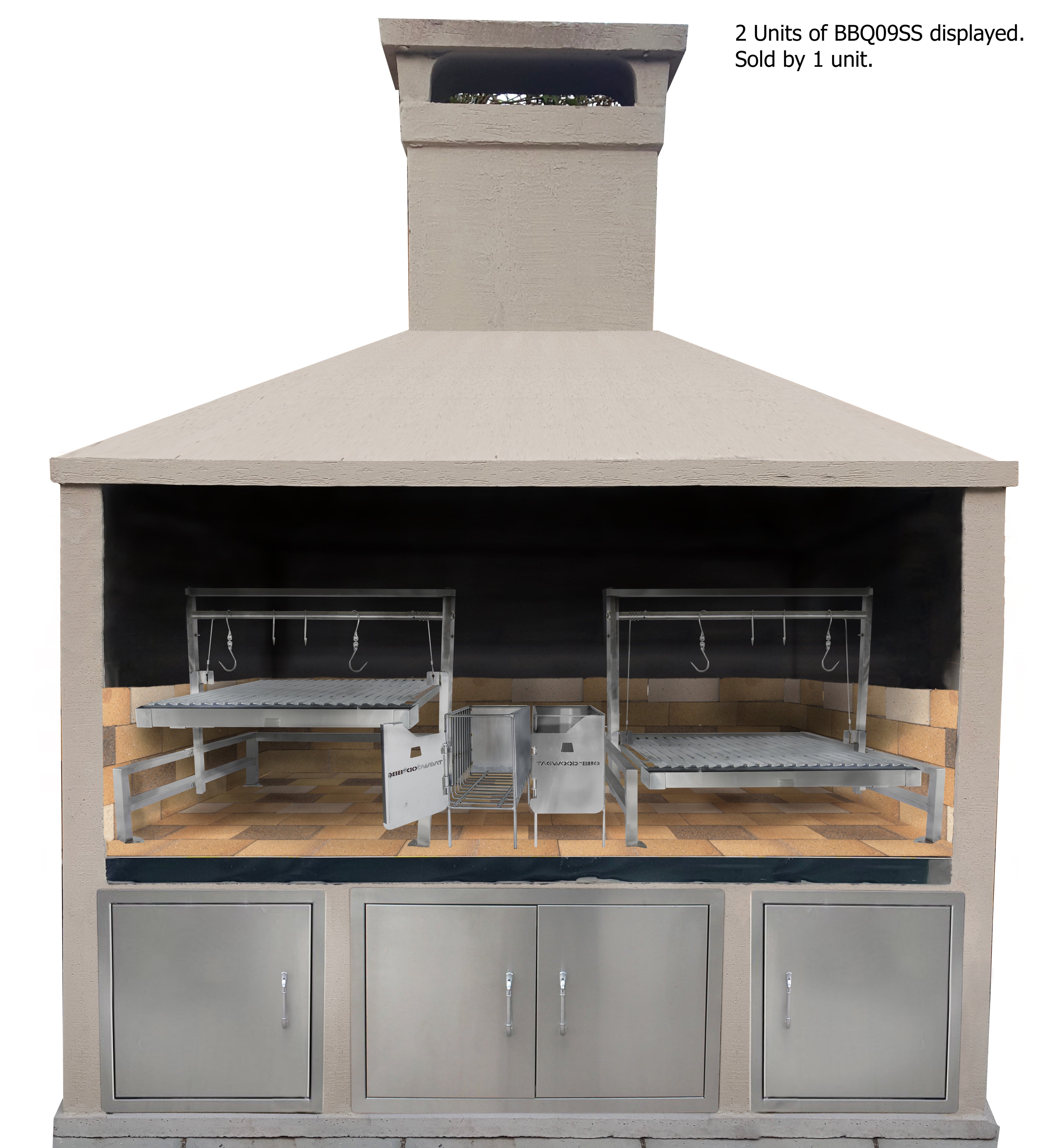Tagwood BBQ Insert-Style Argentine Santa Maria Wood Fire & Charcoal Gaucho Grill Without Firebricks | BBQ09SS