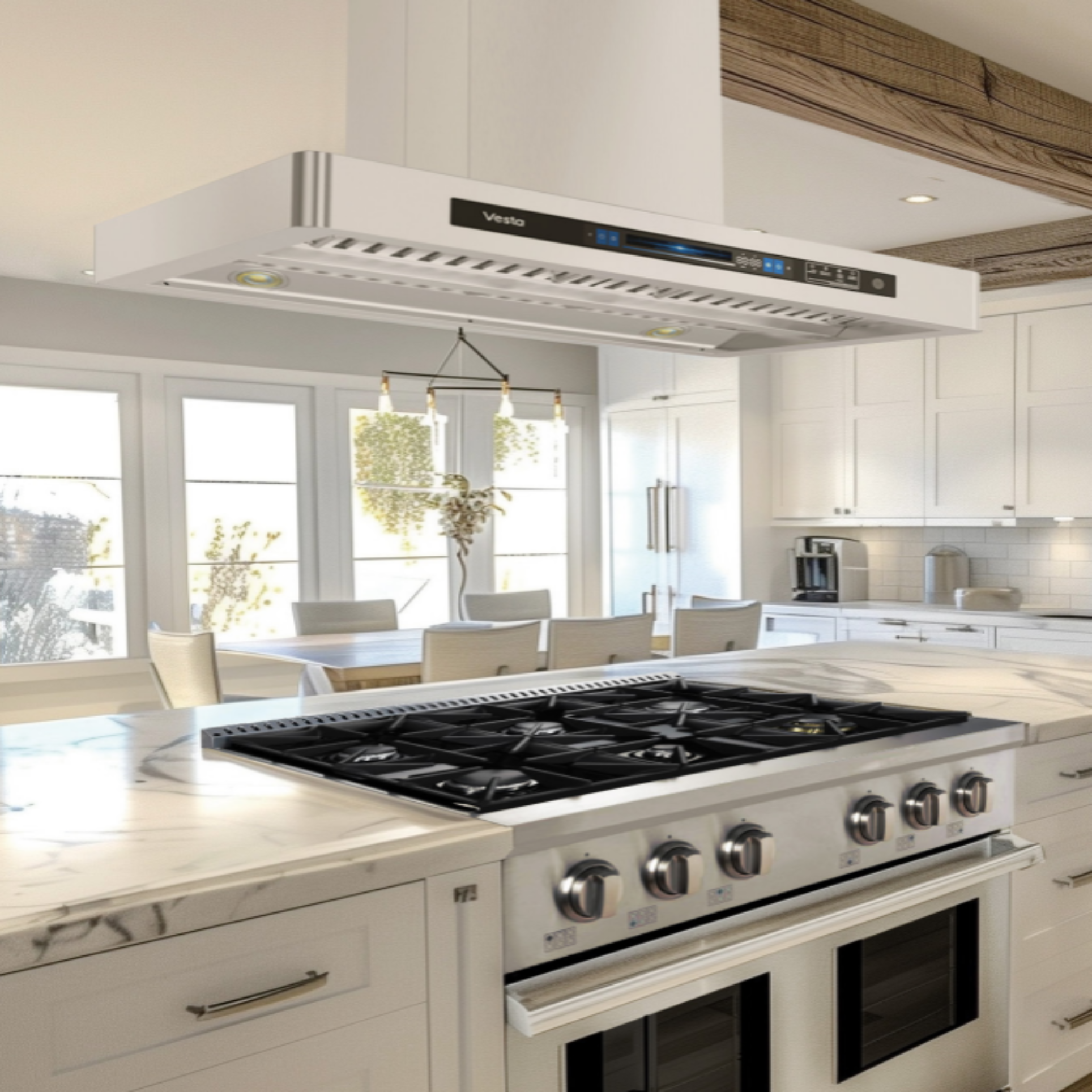 Vesta Bucharest 36” Stainless Steel Island Range Hood | 1000 CFM with Voice Control